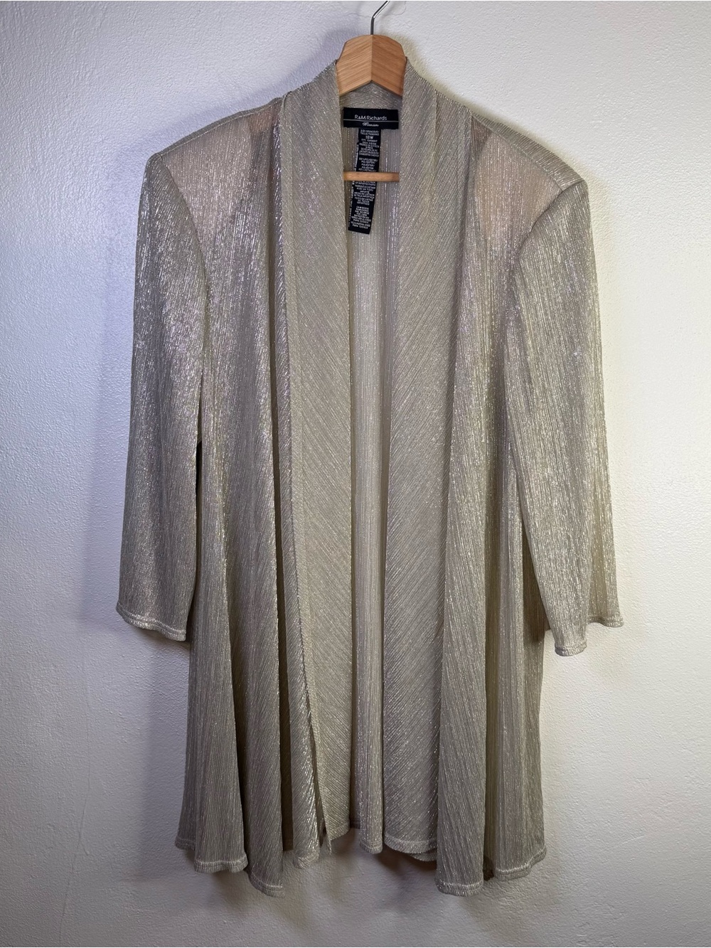 R&M Richards Sleeveless Metallic Champagne Two-Piece Dress & Jacket Set Size 18W - Picture 6 of 16